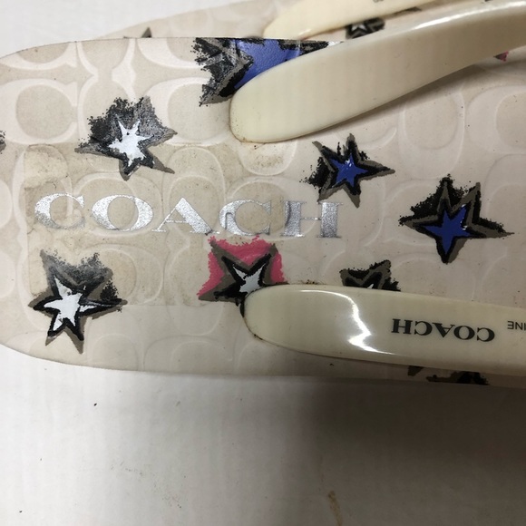 Coach Abbigail Star Rubber Chalk White Thong Flip Flops/Sandals Sz 5 - Picture 9 of 12